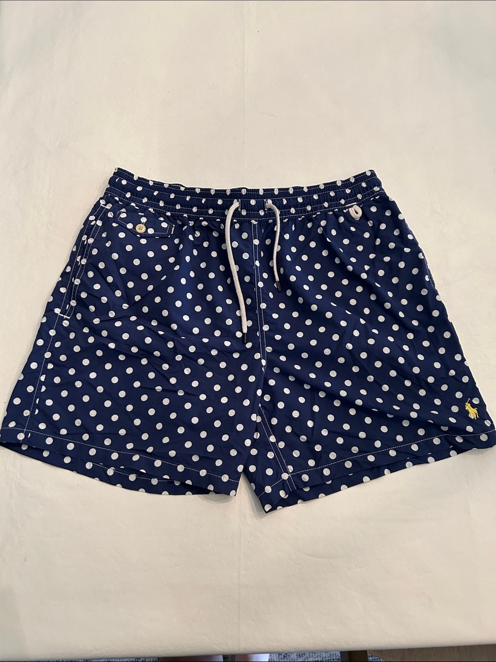 Polo by Ralph Lauren Navy and White Polka Dot Swim Shorts